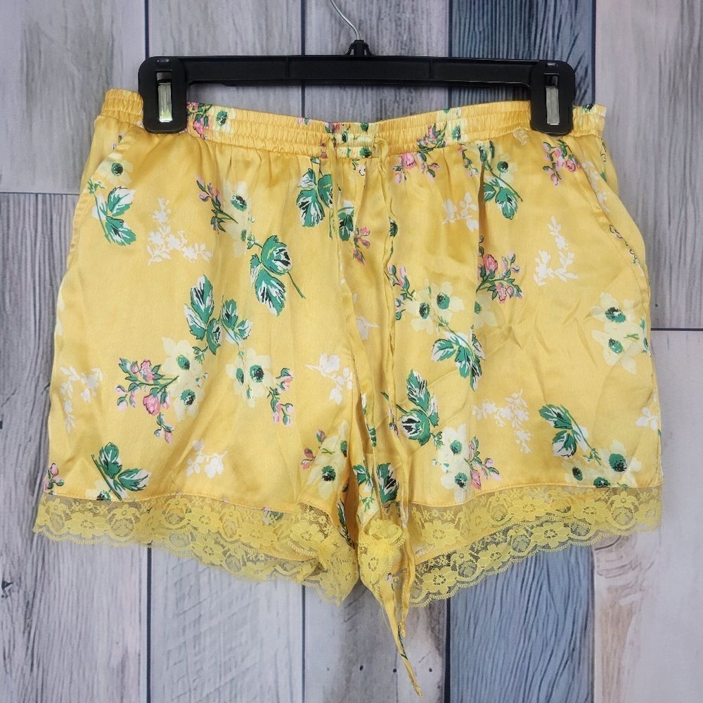 Tabitha Webb Yellow Floral Lace Pajama Shorts Size Small